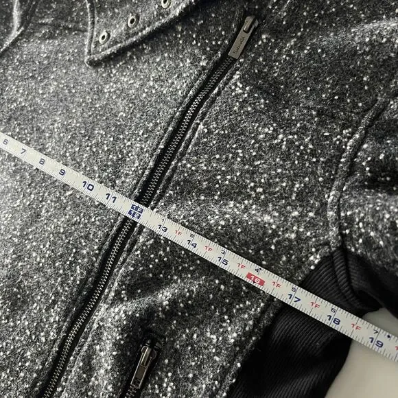 Splendid Womens Size Small Moto Coat biker jacket Gray Black Mock Neck NWT - Picture 11 of 13